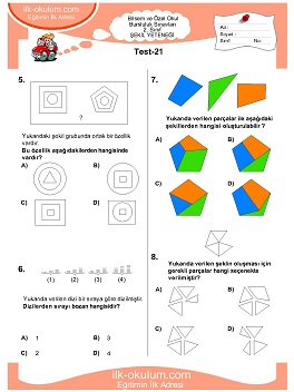 ilkokul 1. Sınıf Bilsem Zeka Testi 